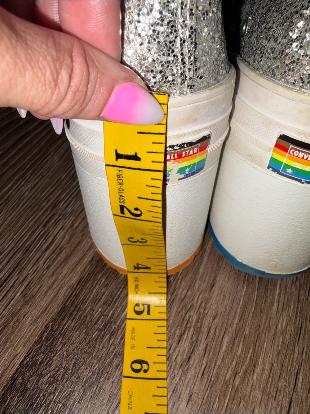 Unisex Silver Glitter Converse chuck 70 De Lux Pride Platform Heel Boots - Picture 5 of 11